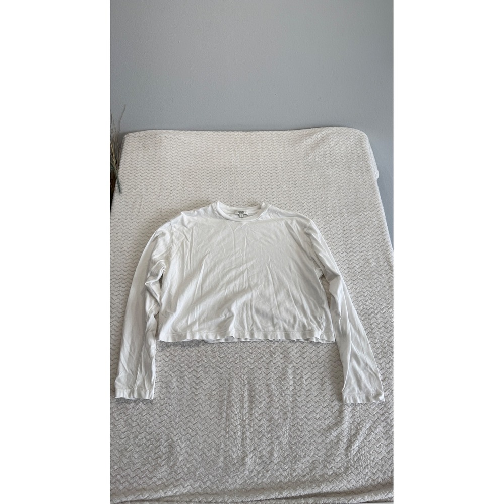 Agolde Mason Cropped Long Sleeve Tee White Organic Cotton A7209-1507 Womens S
